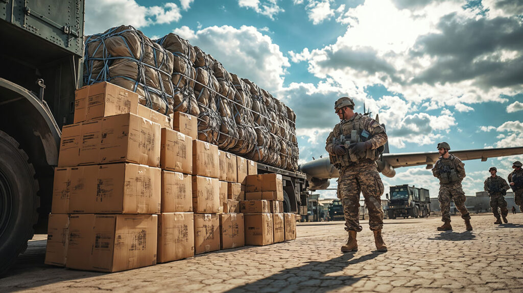military logistics transporting goods